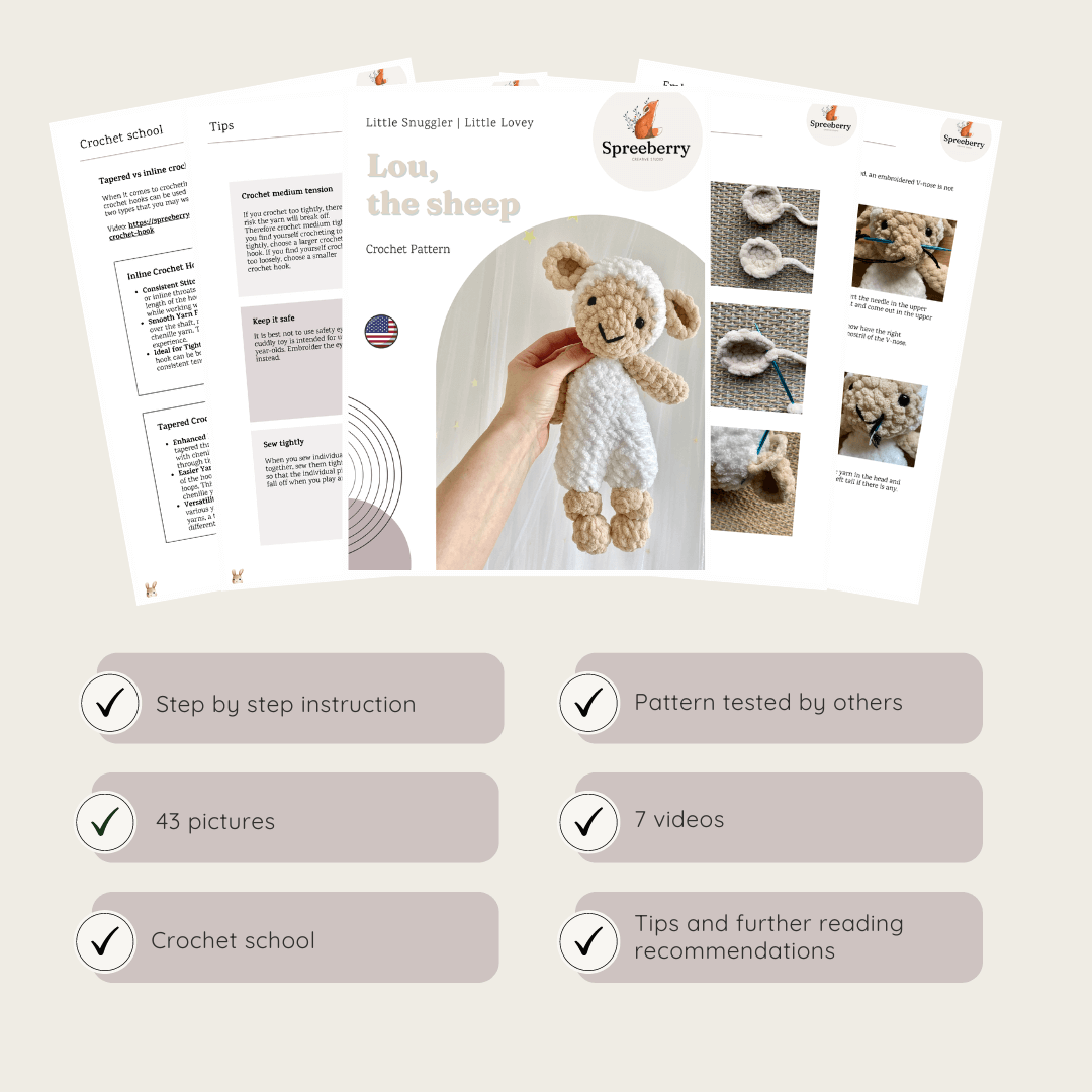 NO SEW Lamb "Lou" Little Lovey Crochet Pattern incl. FULL VIDEO TUTORIAL