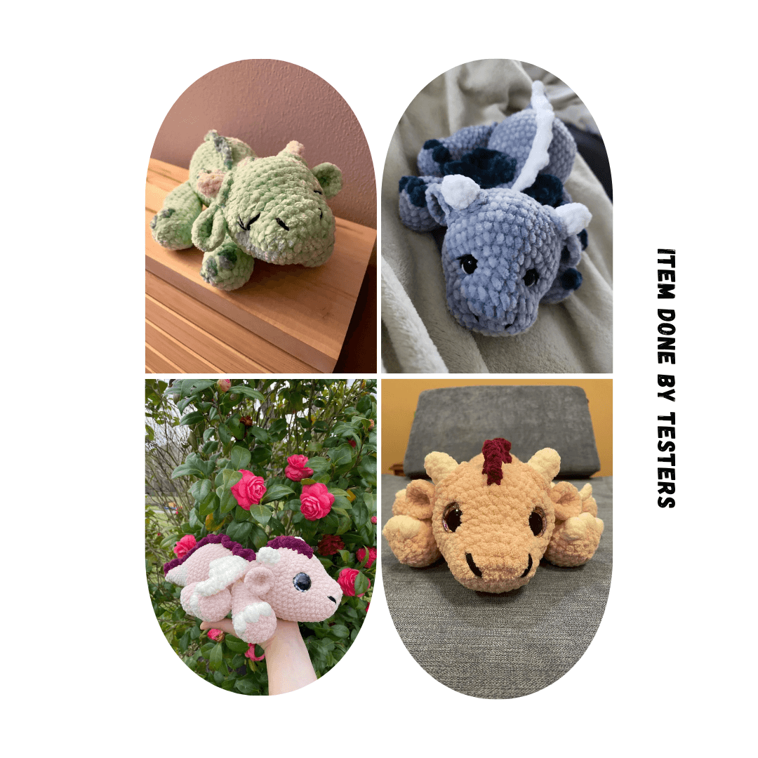 Crochet Plushie Dragon Dalia made by testers