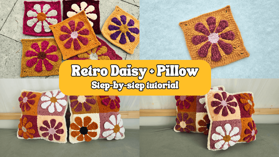 Retro Daisy Granny Square + Pillow