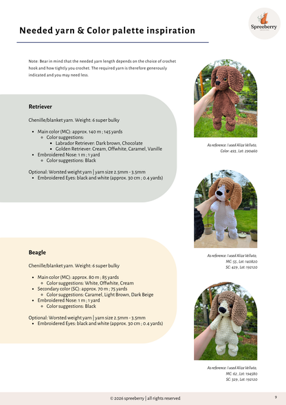 Beagle + Retriever Dog Crochet Pattern, Large Snuggler incl. FULL VIDEO TUTORIAL